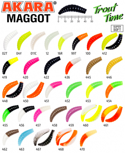 Силиконовая приманка Akara Trout Time MAGGOT 1,6 Shrimp 445 (10 шт.) фото 2