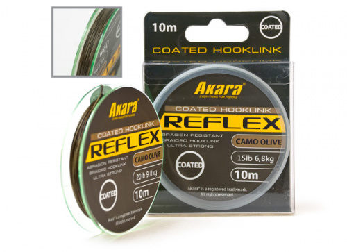Материал поводочный Akara Reflex Hooklink Camo Olive в оболочке 10 м 40 lb