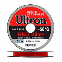 Леска ULTRON Red Killer 0,09 мм, 1,0 кг, 30 м, красная