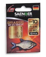 Крючки с поводком Saenger ЛЕЩ/BRASSE BR-24 10-0.16мм 60см 10шт.