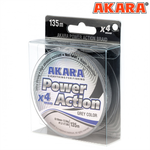 Шнур Akara Power Action X-4 Grey 135 м 0,12 фото 6