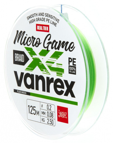 Леска плетёная LJ Vanrex MICRO GAME х4 BRAID Fluo Green 125/008 фото 2