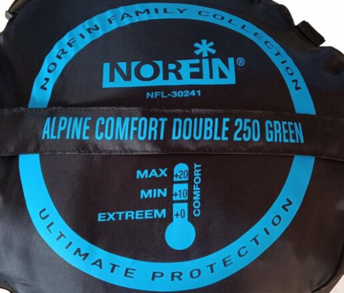 Мешок-одеяло спальный Norfin ALPINE COMFORT DOUBLE 250 GREEN фото 4