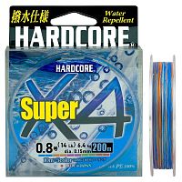 Шнур Duel PE Hardcore X4 Super #2,0 0,24мм 200м (5color)