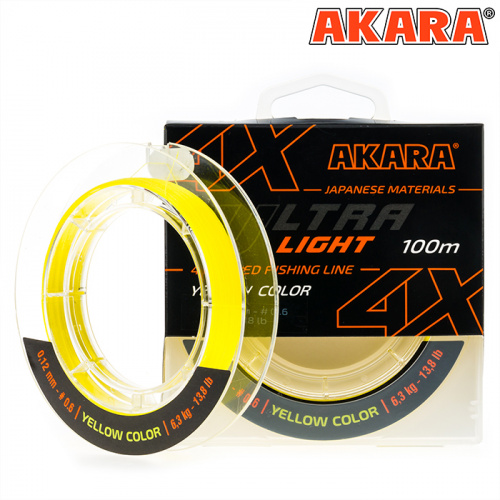 Шнур Akara Ultra Light Yellow 100 м 0,10 фото 2
