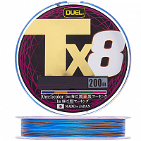 Шнур Duel PE Tx8 200м 5Color #2,0 (0,24мм) 17,2kg