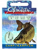 Крючки с поводком Gamakatsu Booklet CARP 3310F разм. 08-0.25мм 60см 10шт.