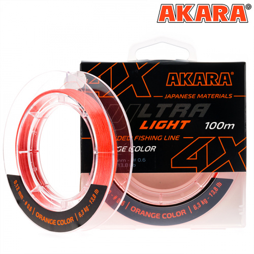 Шнур Akara Ultra Light Orange 100 м 0,06 фото 2