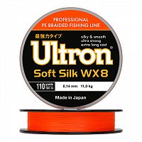 Шнур ULTRON WX 8 Soft Silk 0,30 мм, 30,0 кг, 100 м, оранжевый