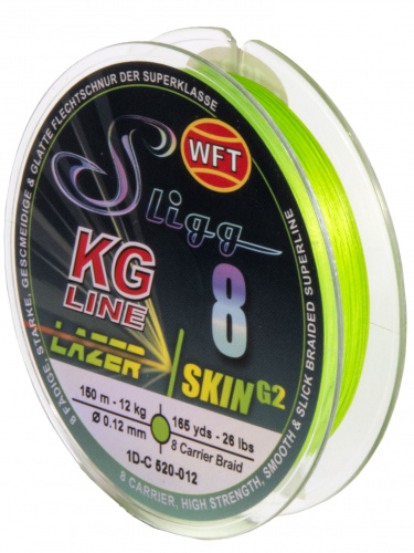 Леска плетёная WFT KG SLIGG LAZER SKIN G2 x8 Chartreuse150/012 фото 2