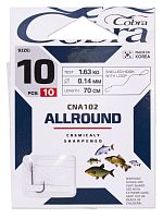 Крючки с поводком Cobra ALLROUND 70cm, 0,14mm, разм.10, 10шт.