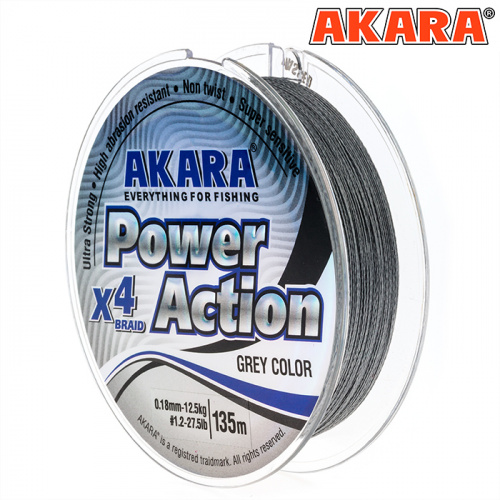 Шнур Akara Power Action X-4 Grey 135 м 0,12 фото 5