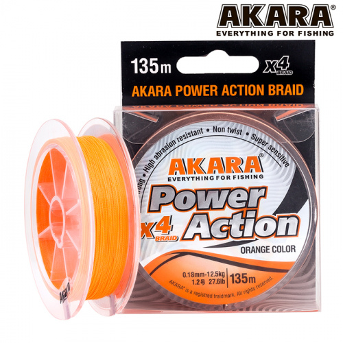 Шнур Akara Power Action X-4 Orange 135 м 0,12 фото 2