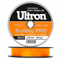 Леска ULTRON Trolling PRO 0,45 мм, 20,0 кг (в уп. 5 кат. по 100 м), оранжевая