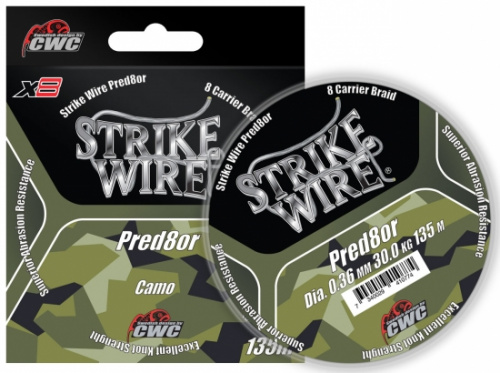Шнур плетеный 8-жильный Strike Wire Pred8or X8 0,32mm 25kg 135m, - camo (камуфляж)