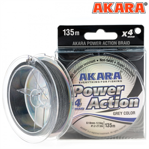 Шнур Akara Power Action X-4 Grey 135 м 0,12 фото 2