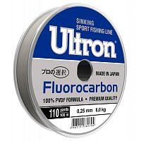Леска ULTRON Fluorocarbon 0,35 мм, 9,5 кг, 100 м, прозрачная