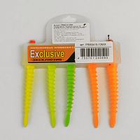 Приманки поролоновые 3D Ex WORM FLUO 10см под офсетный крючок размер 1, 2, 4 MIX 5шт набор