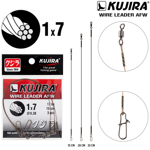 Поводок Kujira 1х7 (AFW) 0,38 мм 17 кг 15 см (3 шт.)