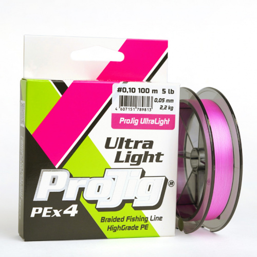 Шнур ProJig UltraLight 150м, розовый, 0,06мм, 2,6кг