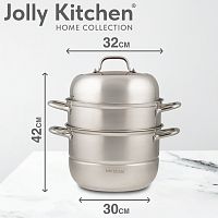 Мантоварка - пароварка Jolly Kitchen три яруса диаметр 32 см нерж. сталь
