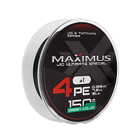 Шнур Maximus 4PE 150m, зеленый #1 (0,165mm), 7,2kg