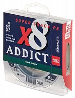 Шнур плетёный Lucky John Addict х8 BRAID Moss Green 150/016