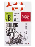 Вертлюги c застеж. LJ Pro Series ROLLING SWIVEL FASTLOCK 008 10шт.