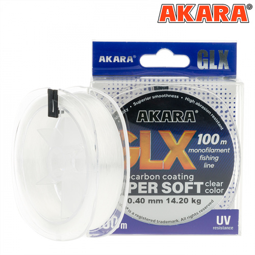 Леска Akara GLX Super Soft 100 м 0,40 прозрачная фото 2